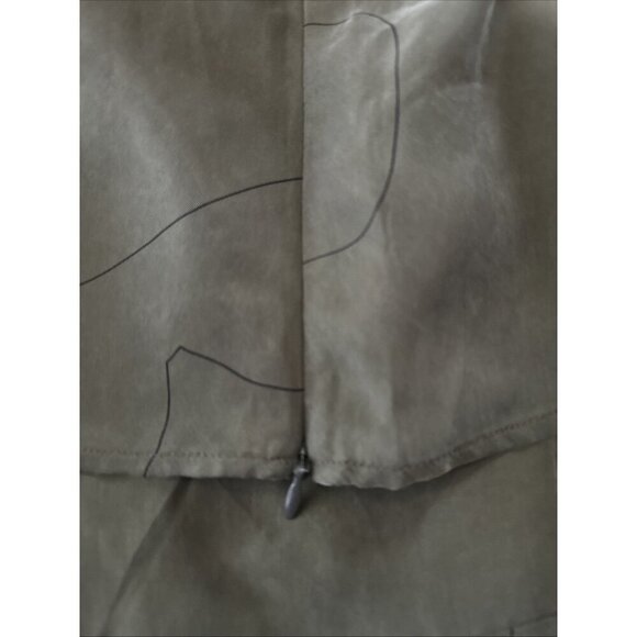 Madewell Brushed Ruched Top Sz 14 Green Long Sleeve Cupro V-Neck Earthy Olive - Picture 10 of 12